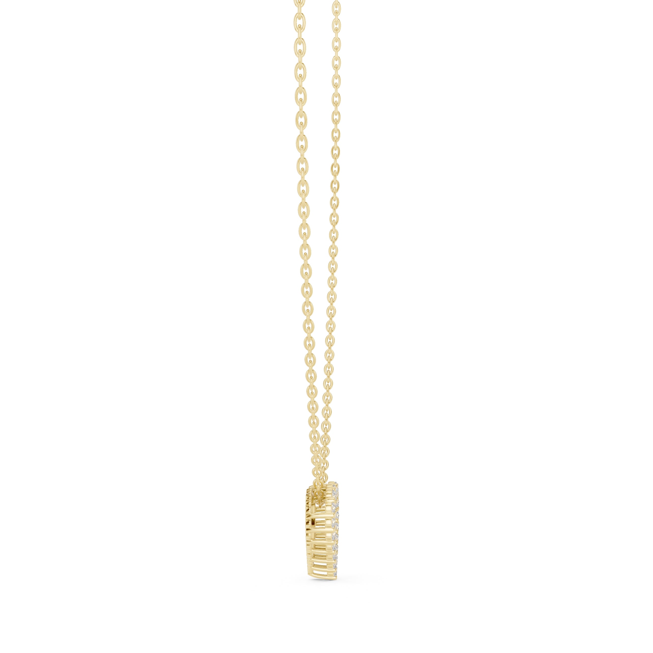 Open Heart Contour Labgrown Diamond Outline Pendant Necklace Yellow Gold