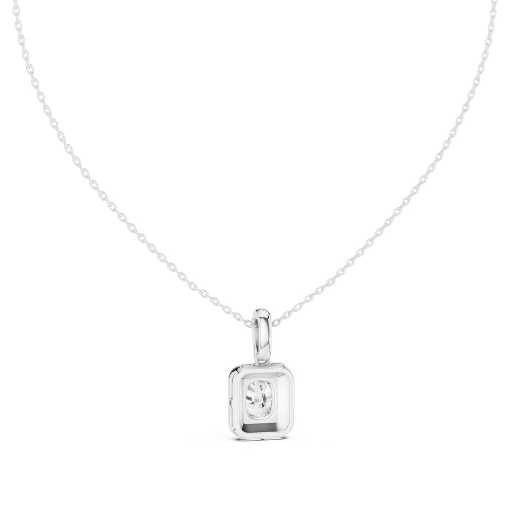 3.00 Carat Cushion-Cut Halo Labgrown Diamond Pendant Necklace 3ct White Gold