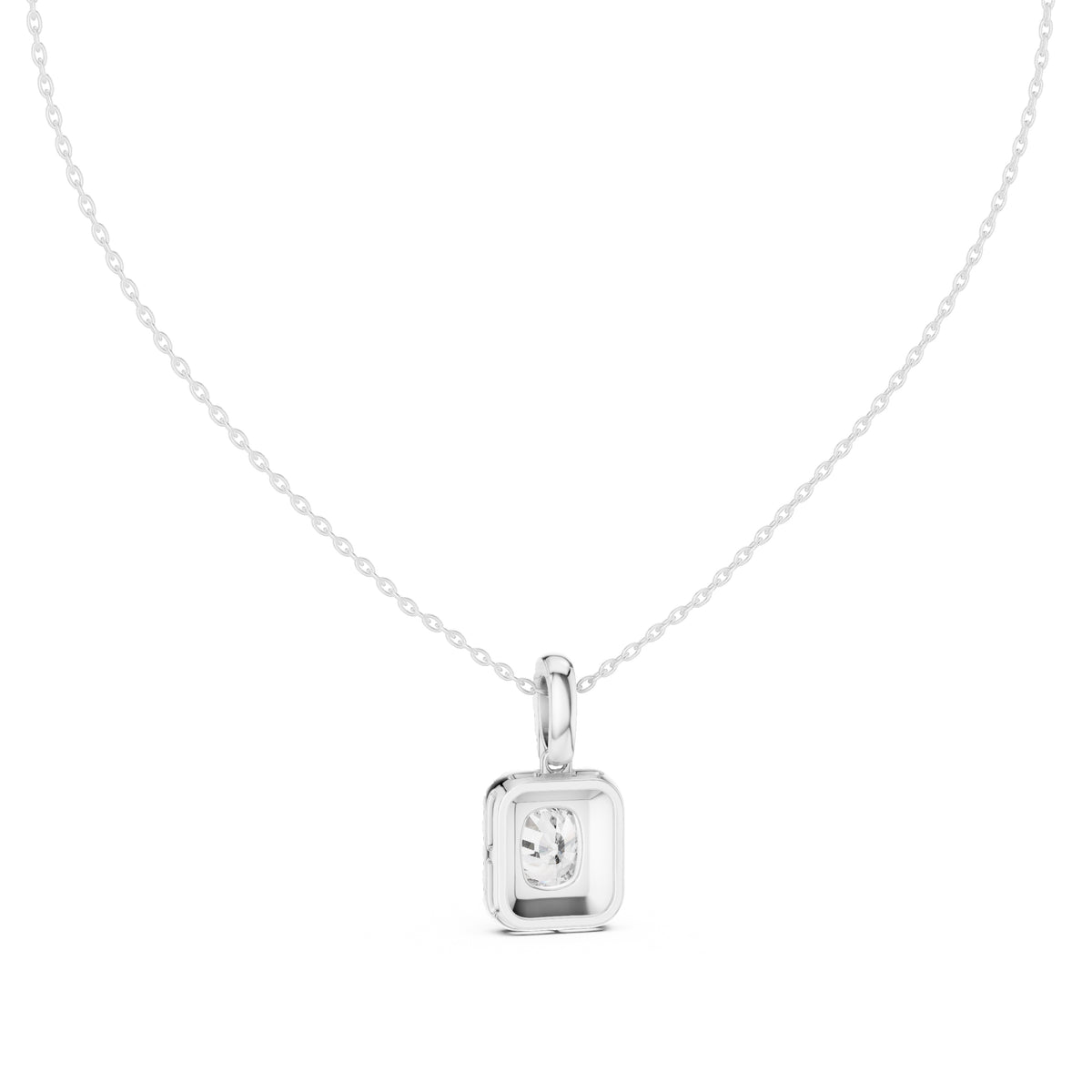 3.00 Carat Cushion-Cut Halo Labgrown Diamond Pendant Necklace 3ct White Gold