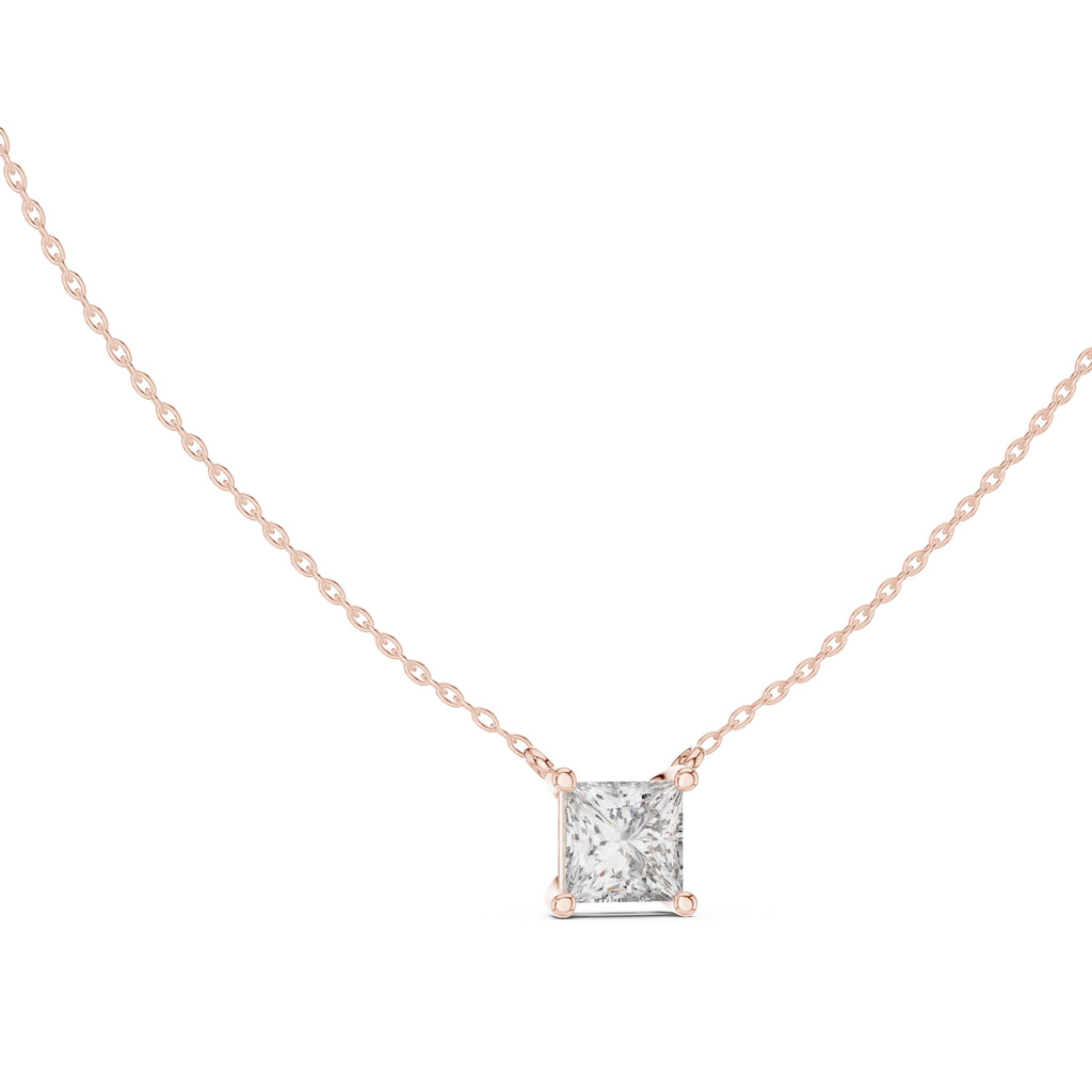 Bold 2.5ct Square Brilliant Labgrown Diamond Pendant 2.5ct Rose Gold