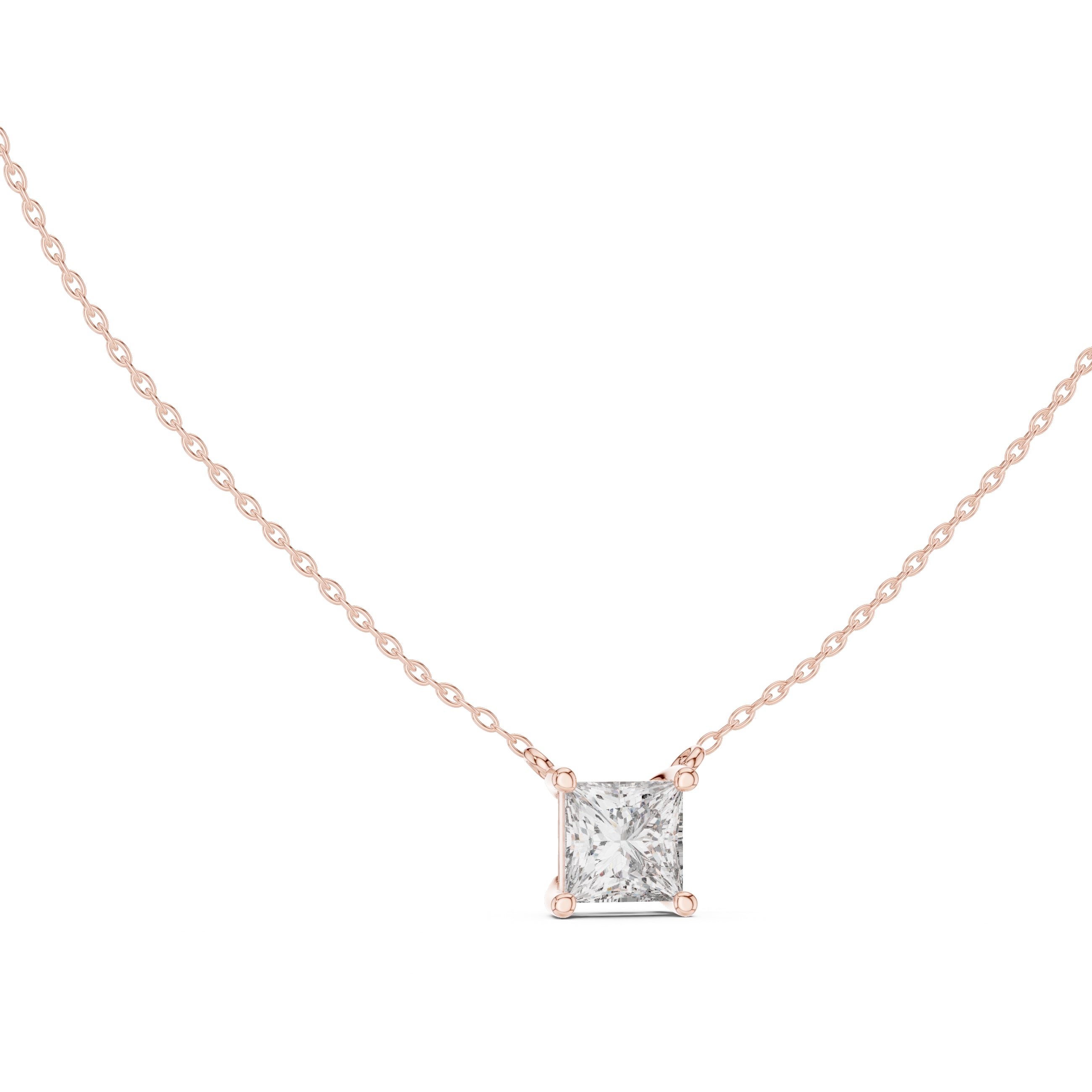 Bold 2.5ct Square Brilliant Labgrown Diamond Pendant 2.5ct Rose Gold