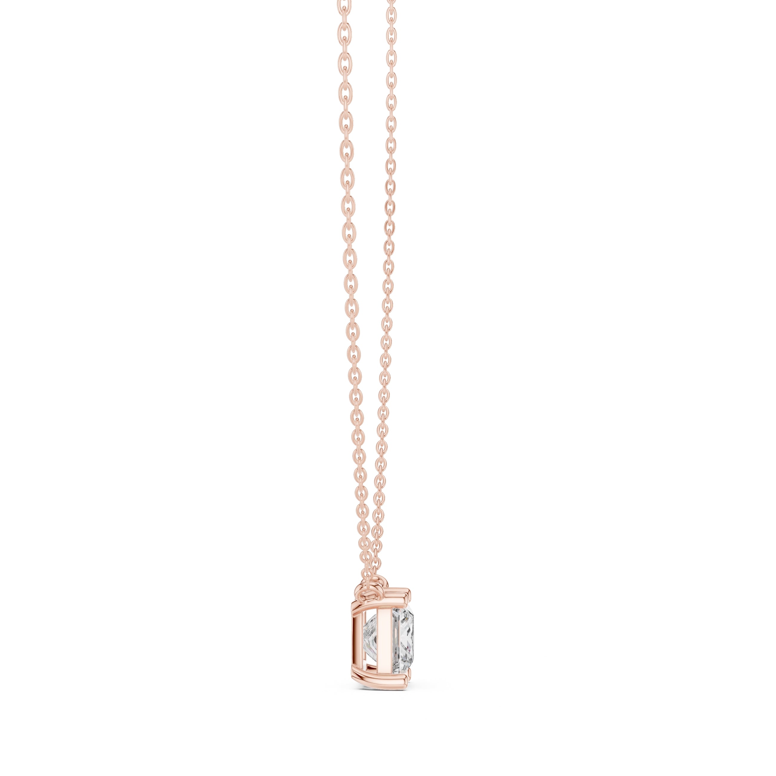 Bold 2.5ct Square Brilliant Labgrown Diamond Pendant 2.5ct Rose Gold