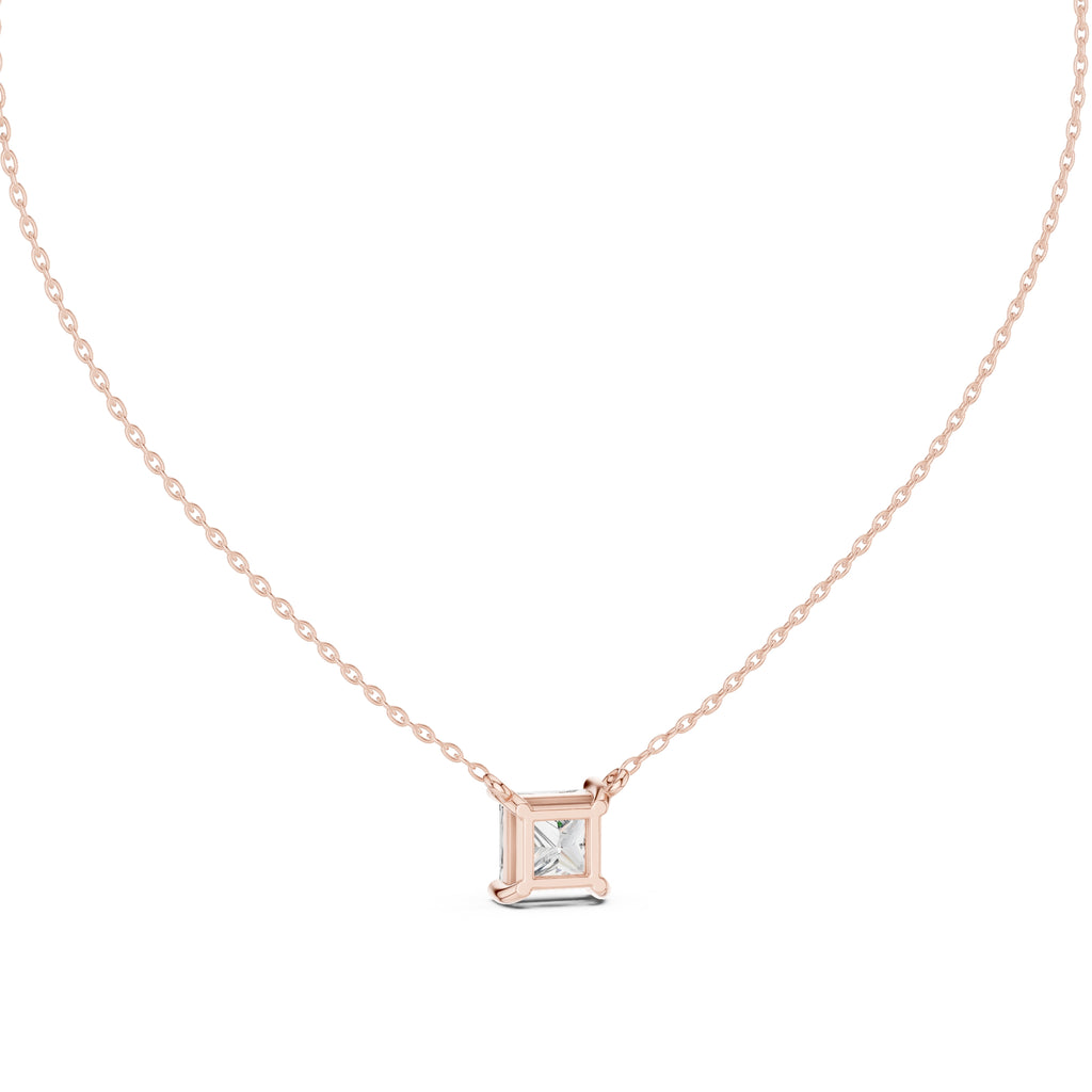 Bold 2.5ct Square Brilliant Labgrown Diamond Pendant 2.5ct Rose Gold