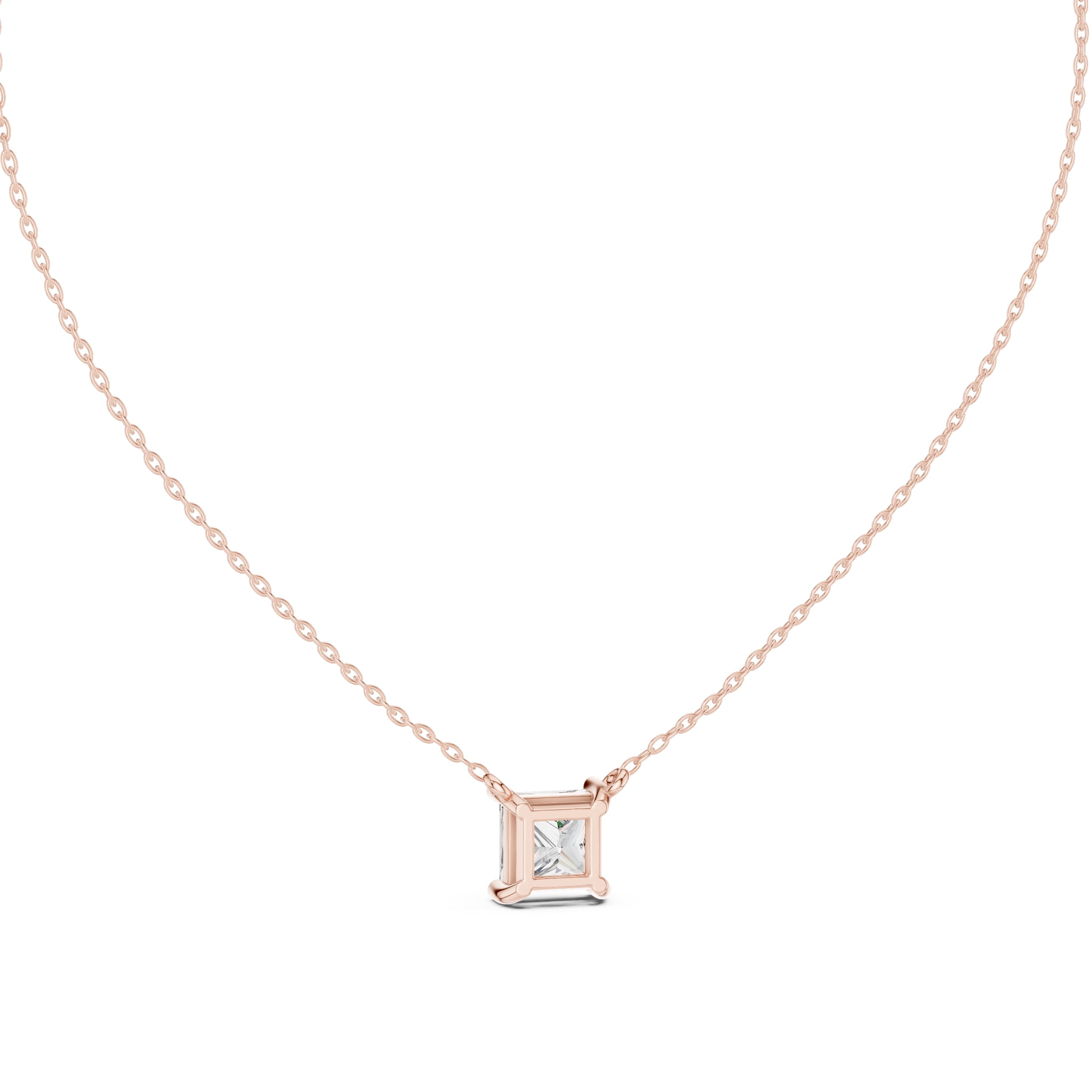 Bold 2.5ct Square Brilliant Labgrown Diamond Pendant 2.5ct Rose Gold