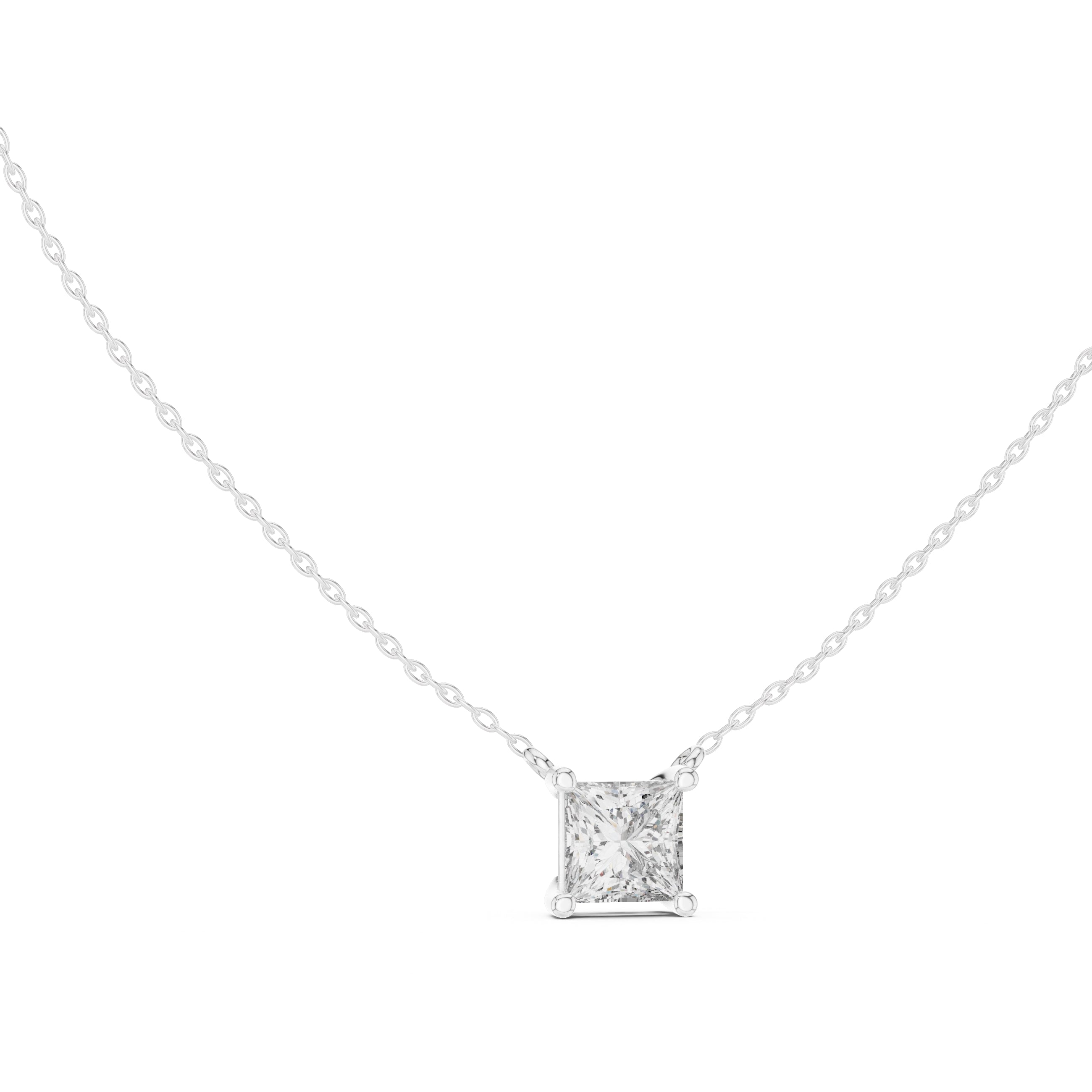 Bold 2.5ct Square Brilliant Labgrown Diamond Pendant 2.5ct White Gold