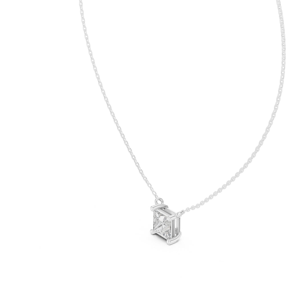 Bold 2.5ct Square Brilliant Labgrown Diamond Pendant 2.5ct White Gold