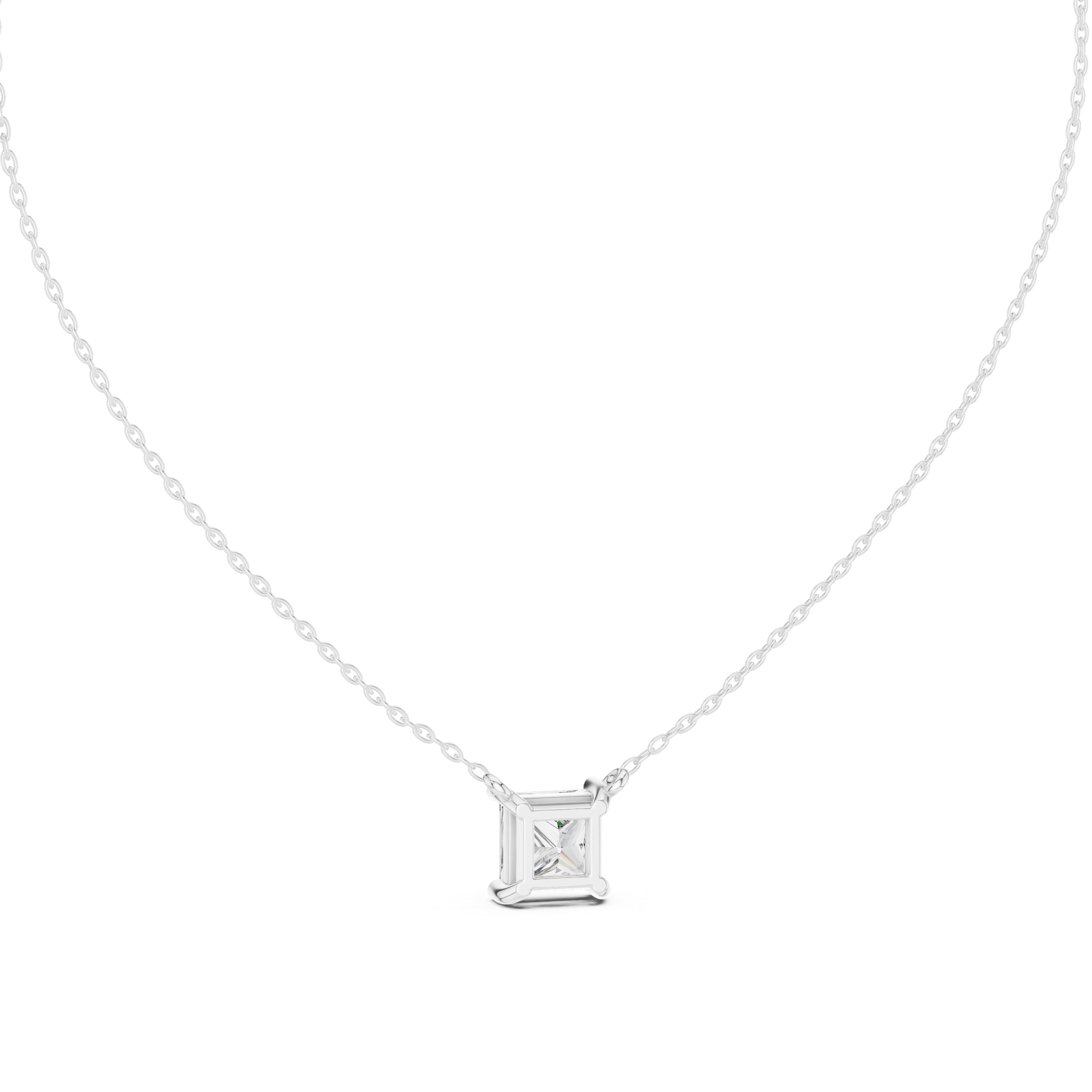 Bold 2.5ct Square Brilliant Labgrown Diamond Pendant 2.5ct White Gold