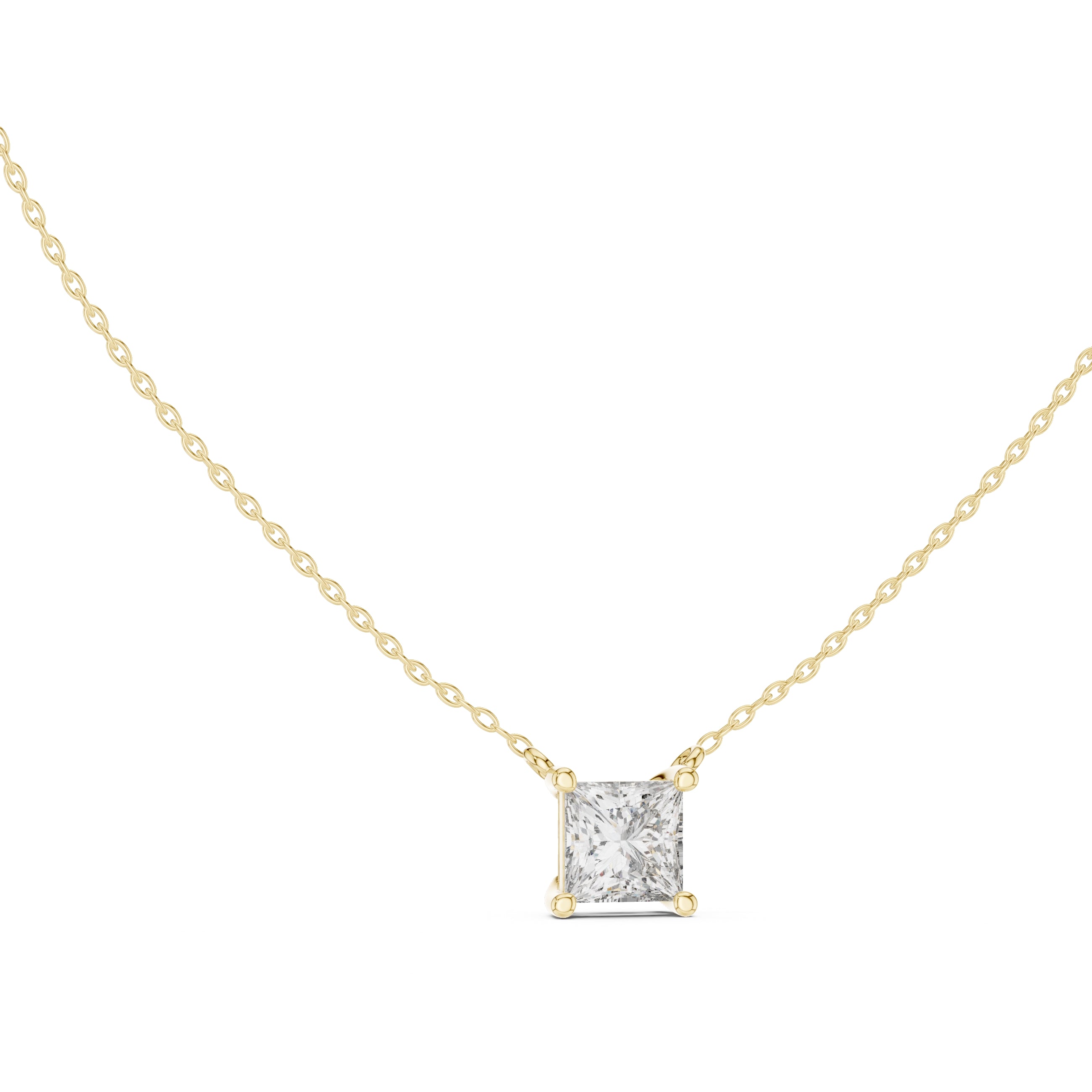 Bold 2.5ct Square Brilliant Labgrown Diamond Pendant 2.5ct Yellow Gold