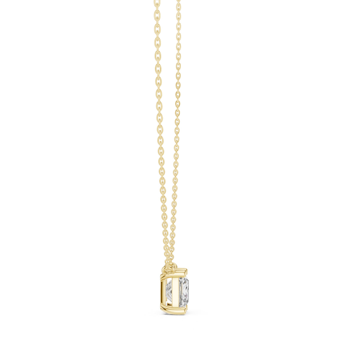 Bold 2.5ct Square Brilliant Labgrown Diamond Pendant 2.5ct Yellow Gold