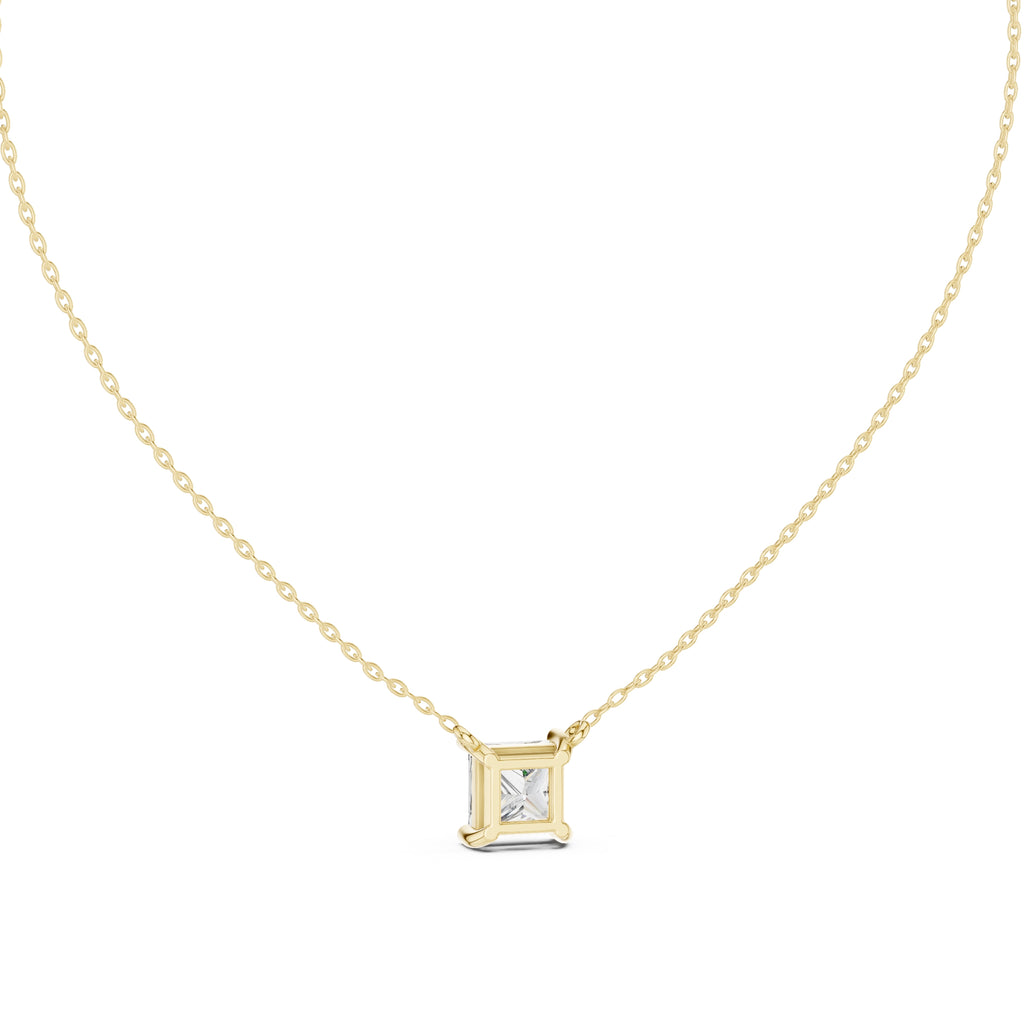 Bold 2.5ct Square Brilliant Labgrown Diamond Pendant 2.5ct Yellow Gold
