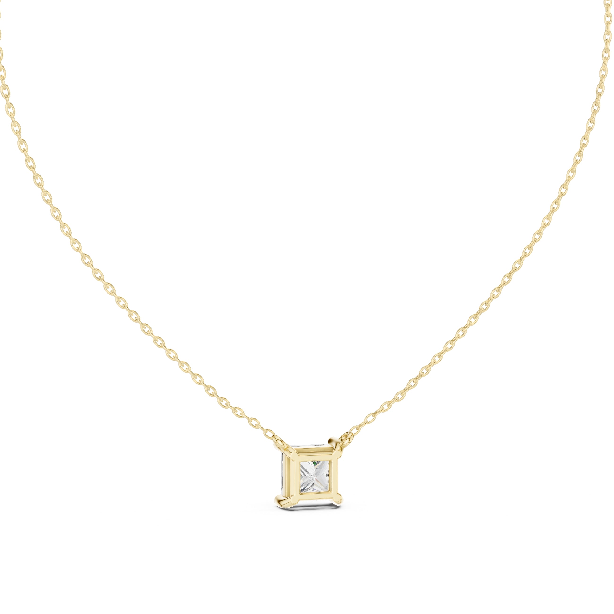 Bold 2.5ct Square Brilliant Labgrown Diamond Pendant 2.5ct Yellow Gold