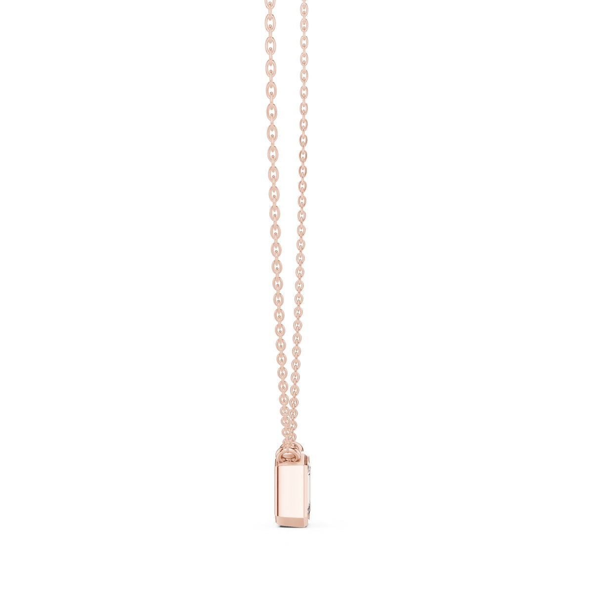 1.50 Carat Emerald-Cut Bezel Labgrown Diamond Pendant Necklace 1.5ct Rose Gold