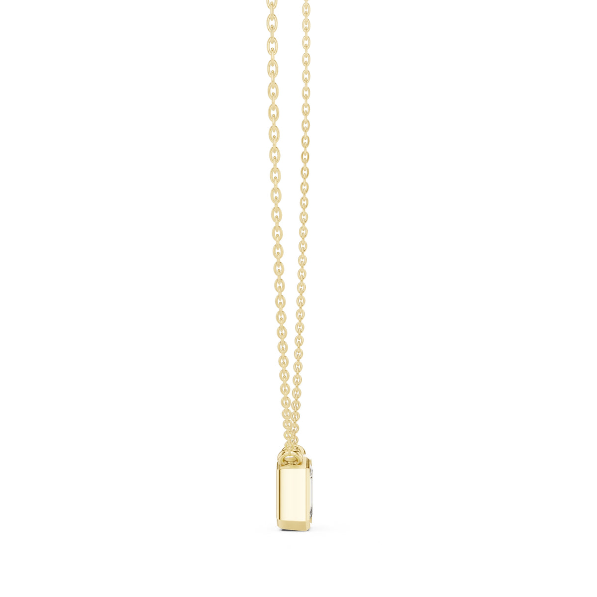 1.50 Carat Emerald-Cut Bezel Labgrown Diamond Pendant Necklace 1.5ct Yellow Gold