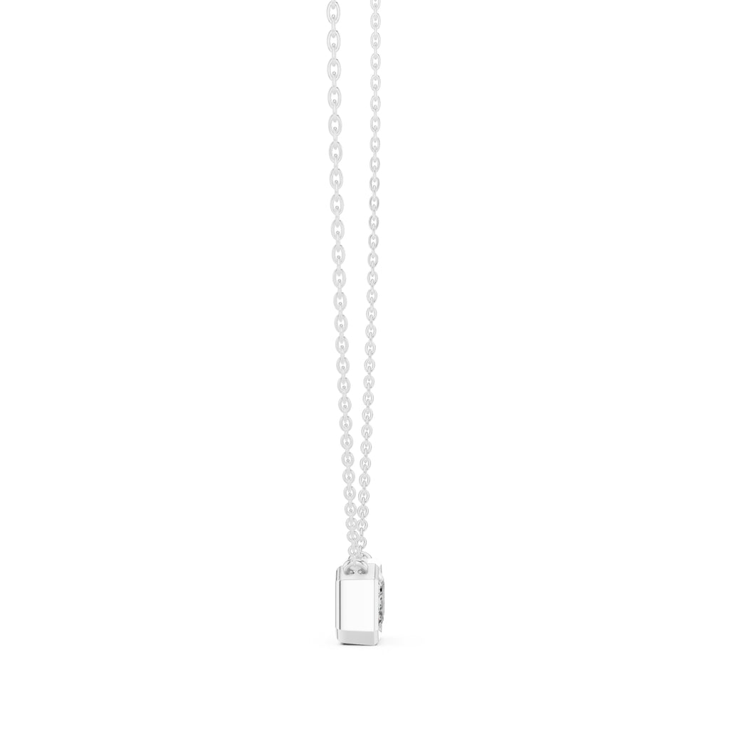 2.50 Carat Emerald-Cut Bezel Labgrown Diamond Pendant Necklace 2.5ct White Gold