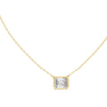 2.50 Carat Emerald-Cut Bezel Labgrown Diamond Pendant Necklace 2.5ct Yellow Gold