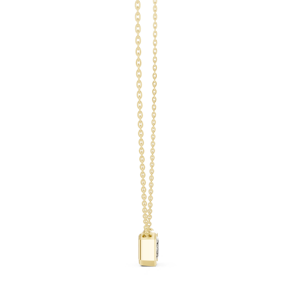 2.50 Carat Emerald-Cut Bezel Labgrown Diamond Pendant Necklace 2.5ct Yellow Gold