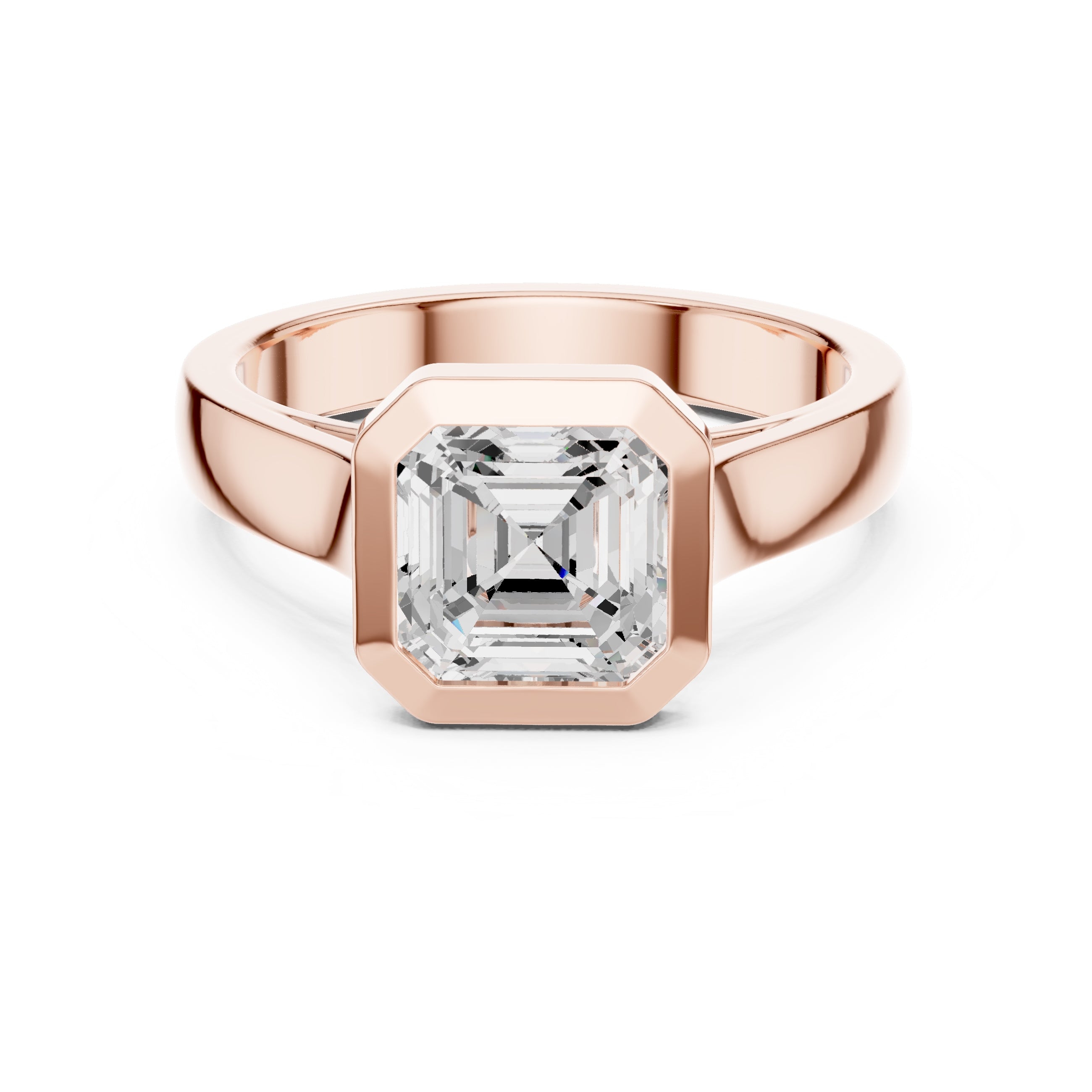 2.00 ct Seamless Encase Ring 2ct Rose Gold Asscher