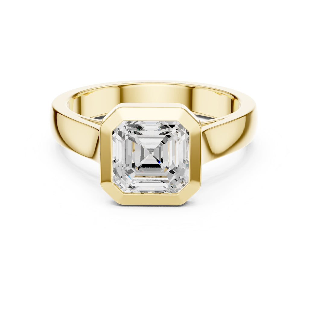 2.00 ct Seamless Encase Ring 2ct Yellow Gold Asscher