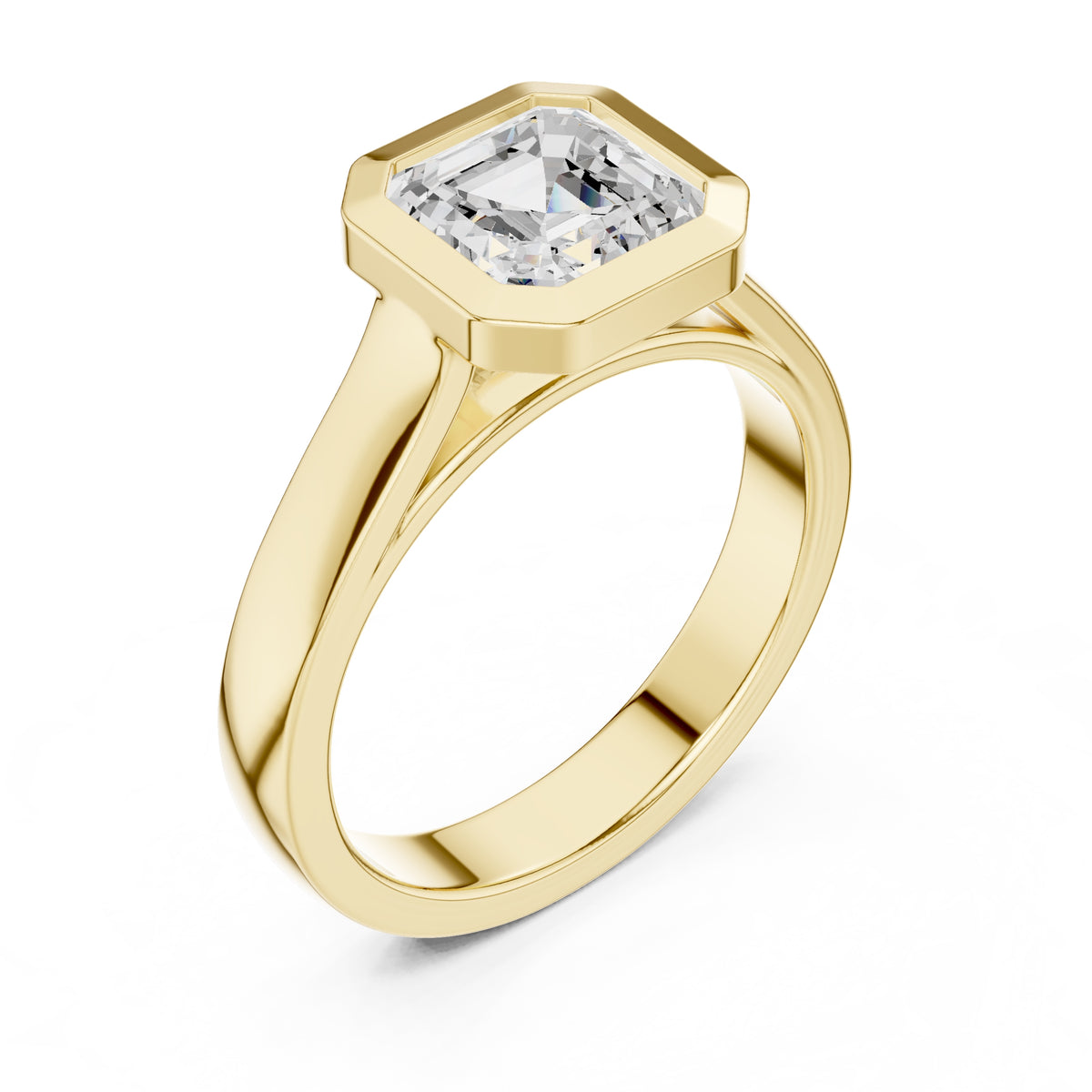 2.00 ct Seamless Encase Ring 2ct Yellow Gold Asscher