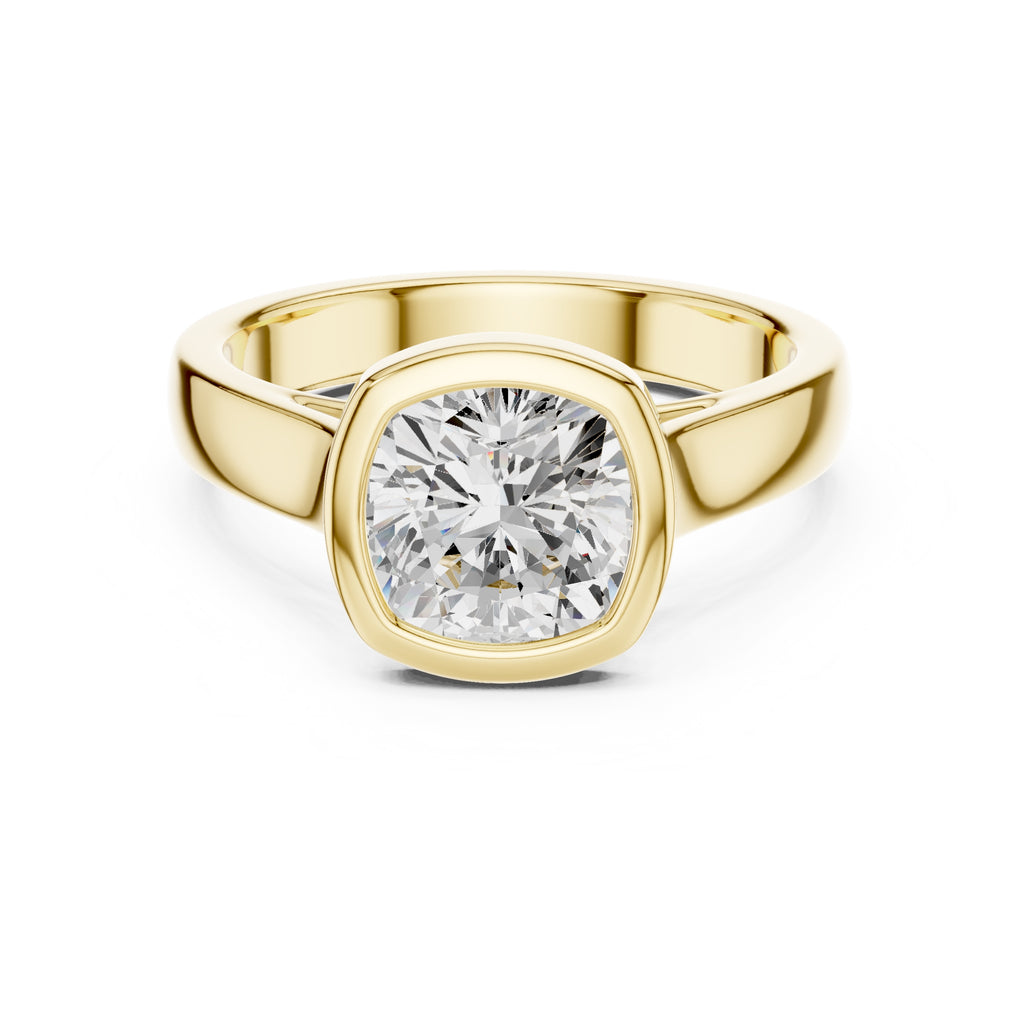 2.00 ct Seamless Encase Ring 2ct Yellow Gold Cushion