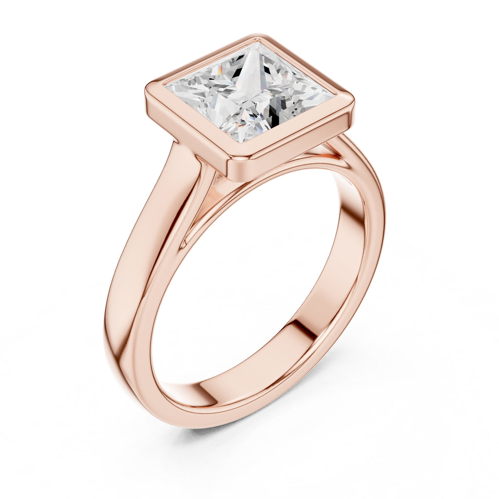2.00 ct Seamless Encase Ring 2ct Rose Gold Princess