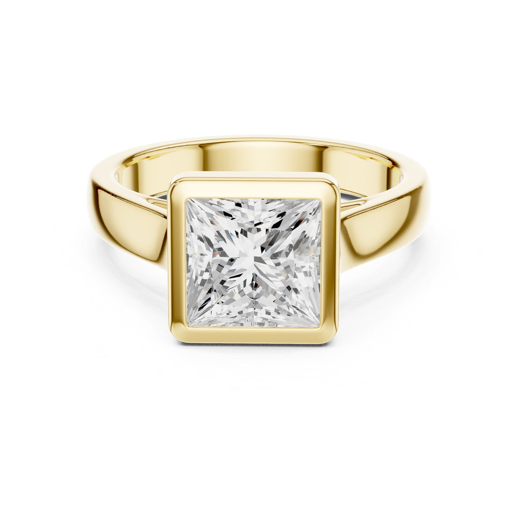 2.00 ct Seamless Encase Ring 2ct Yellow Gold Princess