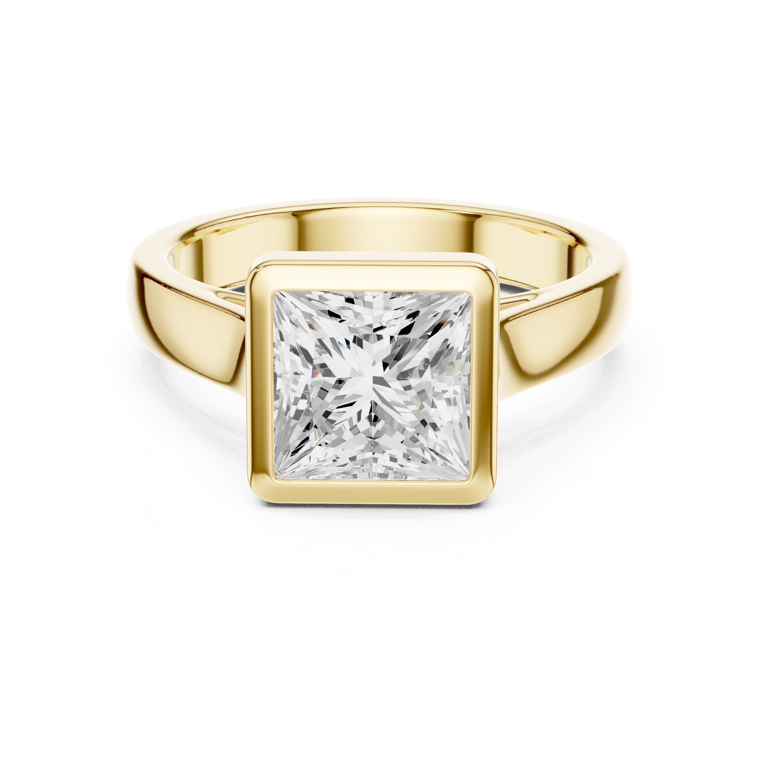 2.00 ct Seamless Encase Ring 2ct Yellow Gold Princess