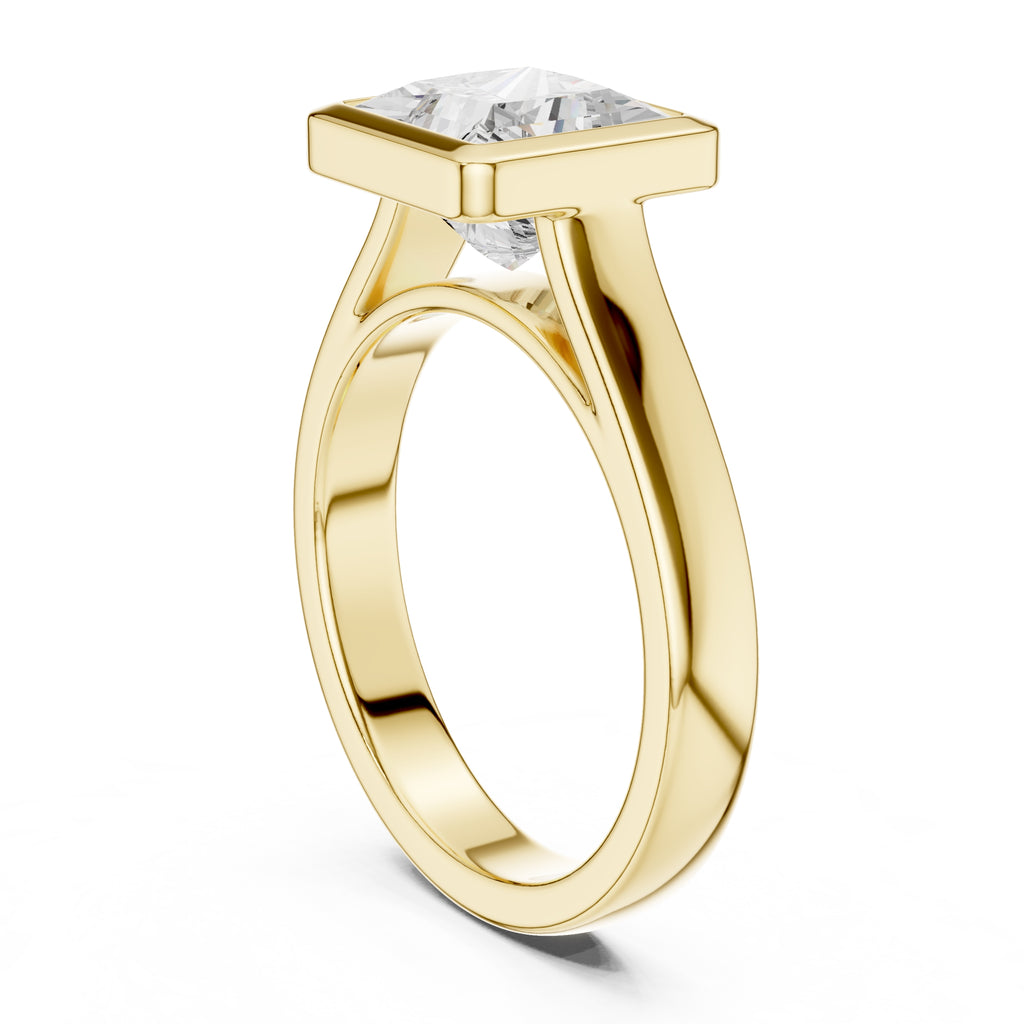 2.00 ct Seamless Encase Ring 2ct Yellow Gold Princess