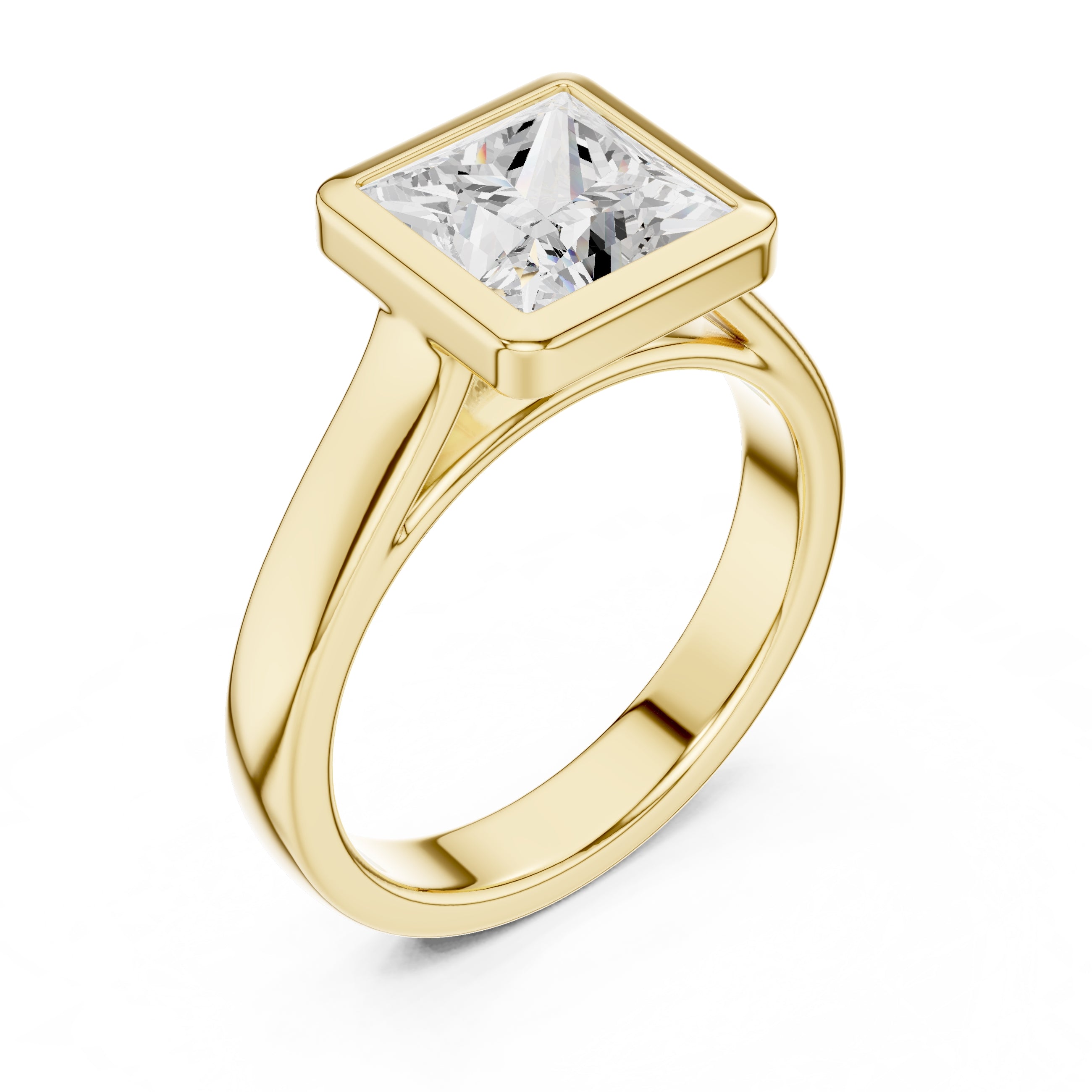 2.00 ct Seamless Encase Ring 2ct Yellow Gold Princess
