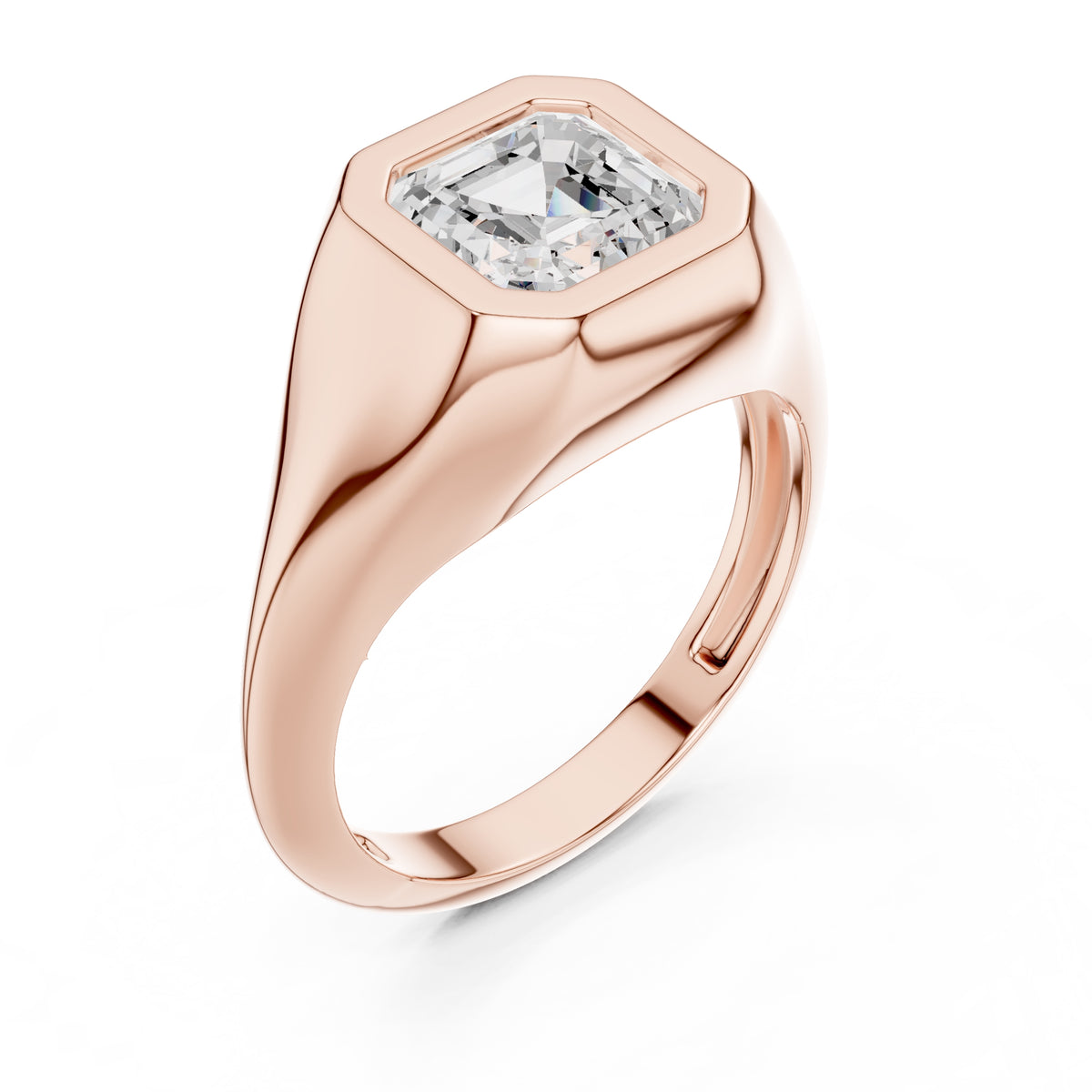 2.00 ct Fortress Setting 2ct Rose Gold Asscher