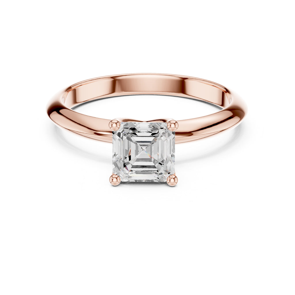 1.00 ct Signature Four-Prong Solitaire 1ct Rose Gold Asscher