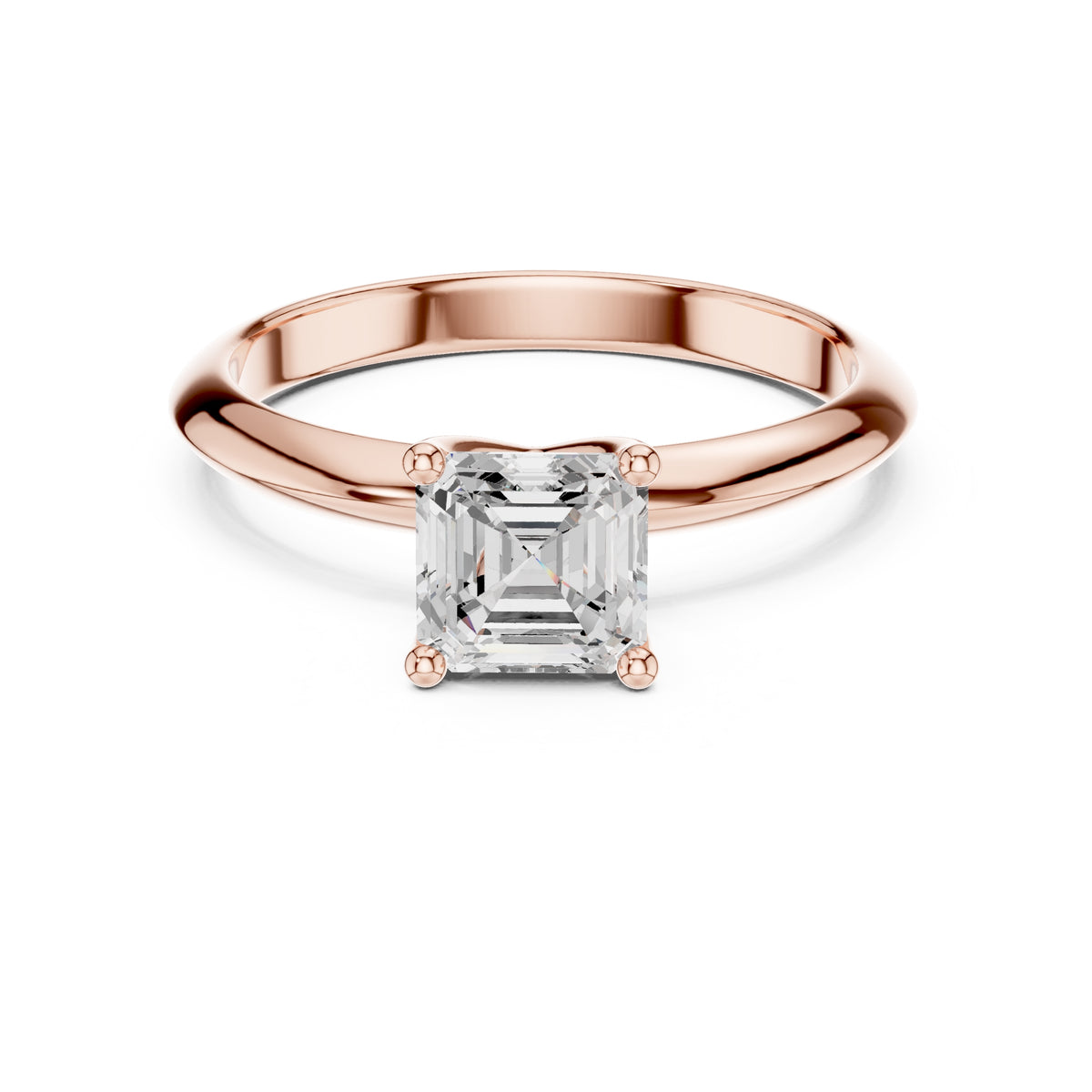 1.00 ct Signature Four-Prong Solitaire 1ct Rose Gold Asscher