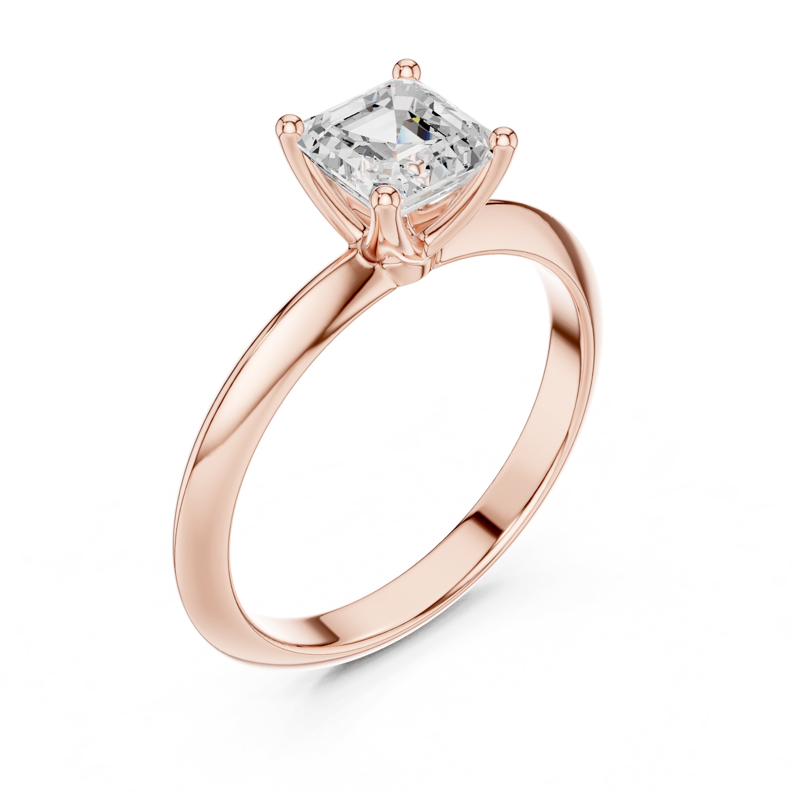 1.00 ct Signature Four-Prong Solitaire 1ct Rose Gold Asscher