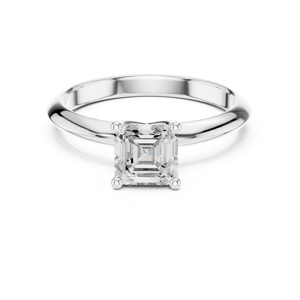 1.00 ct Signature Four-Prong Solitaire 1ct White Gold Asscher