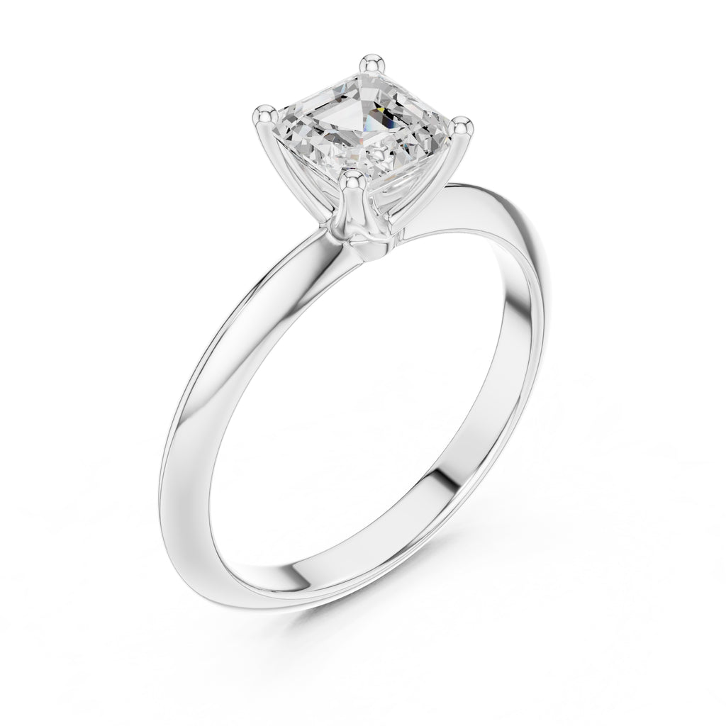 1.00 ct Signature Four-Prong Solitaire 1ct White Gold Asscher