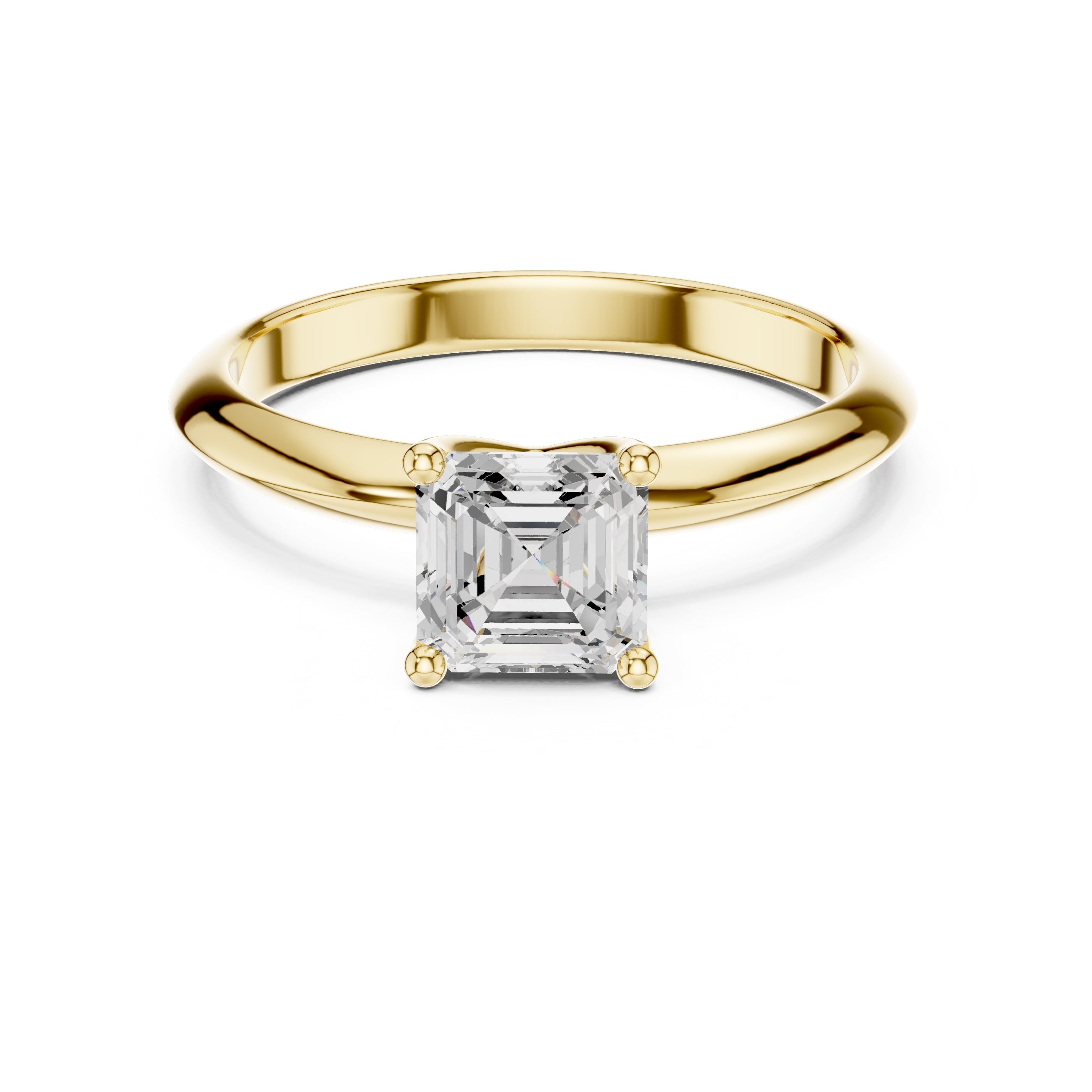 1.00 ct Signature Four-Prong Solitaire 1ct Yellow Gold Asscher
