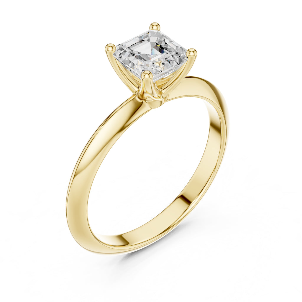 1.00 ct Signature Four-Prong Solitaire 1ct Yellow Gold Asscher