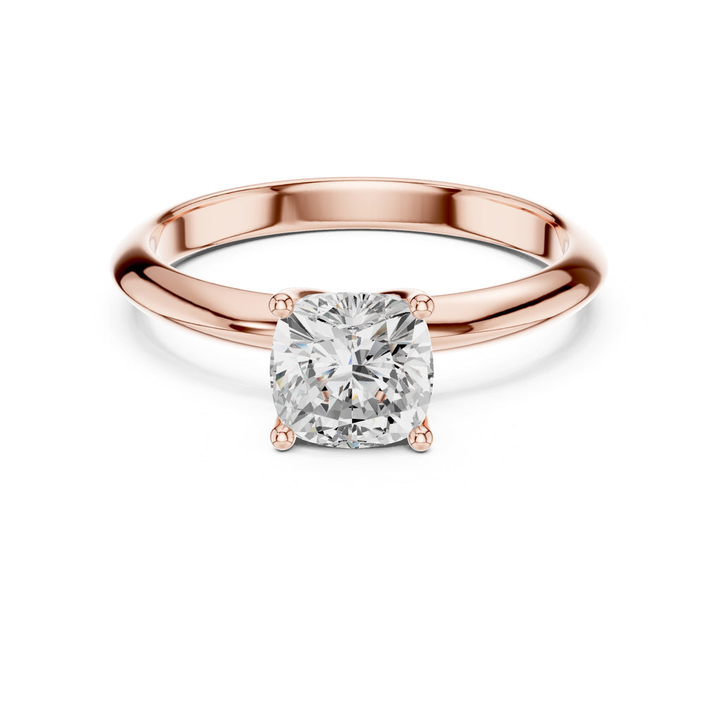 1.00 ct Signature Four-Prong Solitaire 1ct Rose Gold Cushion