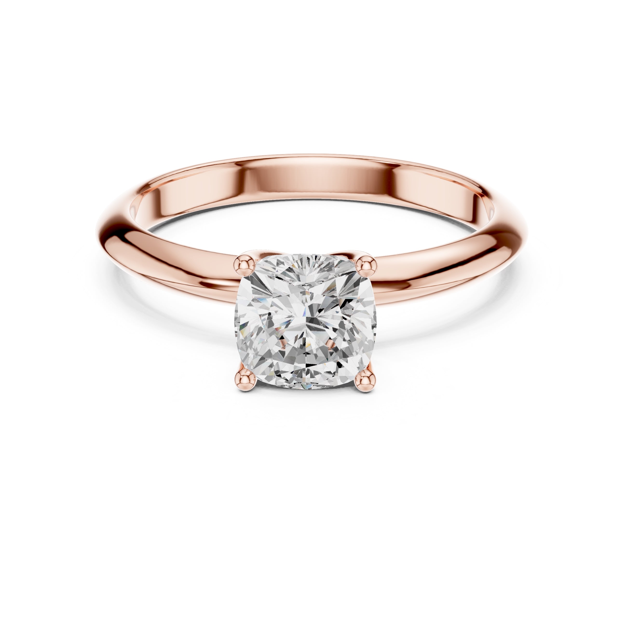 1.00 ct Signature Four-Prong Solitaire 1ct Rose Gold Cushion