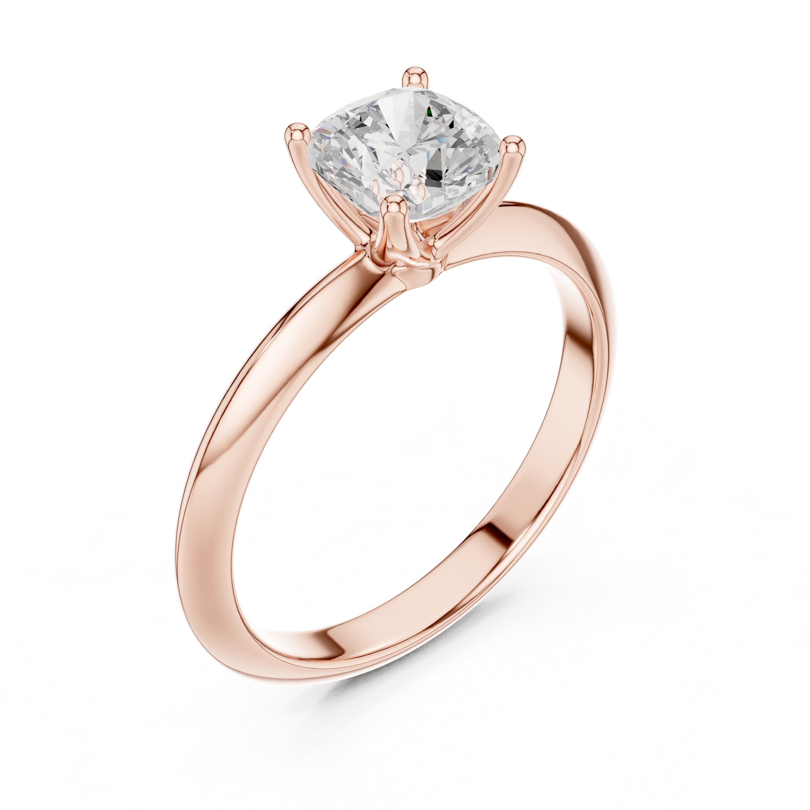 1.00 ct Signature Four-Prong Solitaire 1ct Rose Gold Cushion