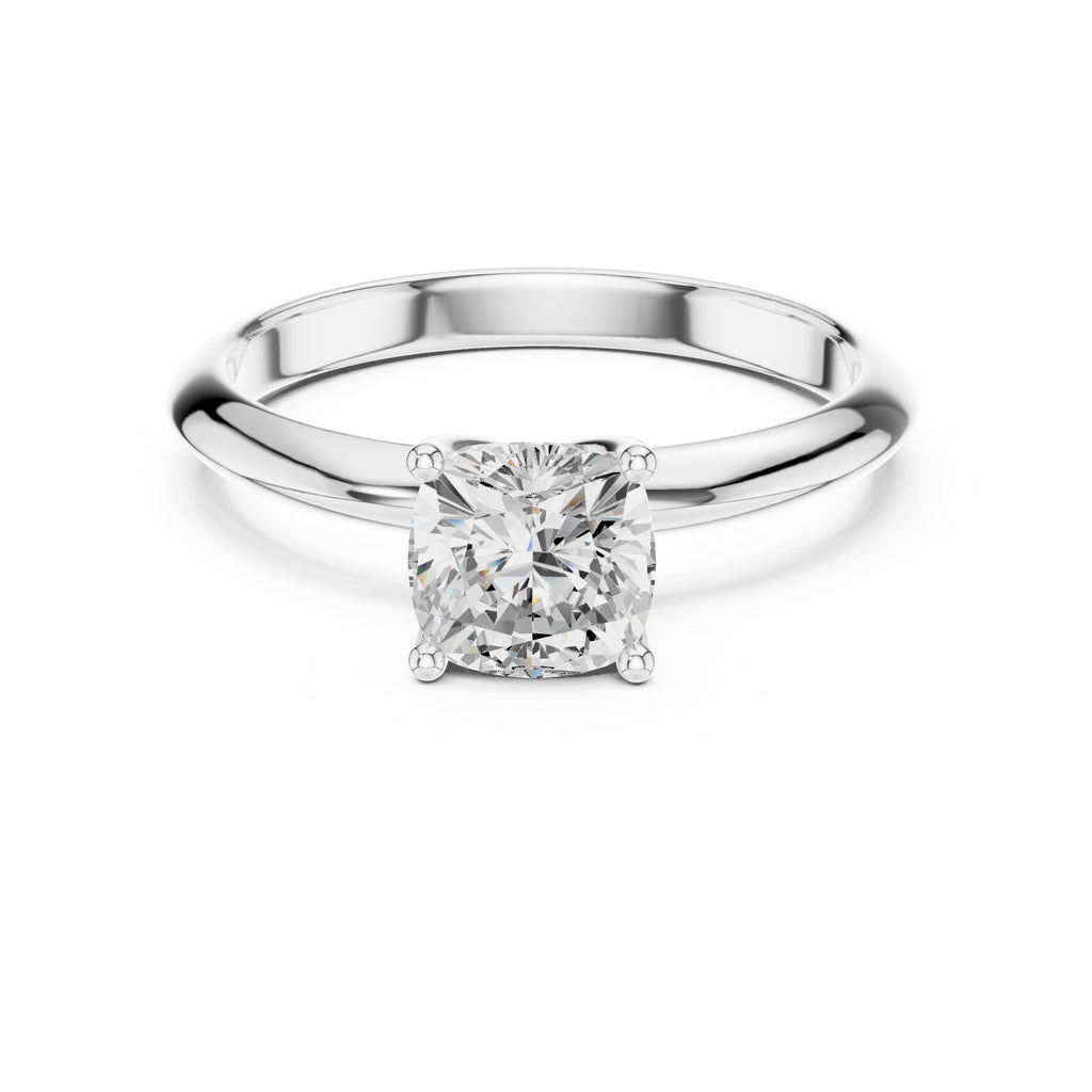 1.00 ct Signature Four-Prong Solitaire 1ct White Gold Cushion