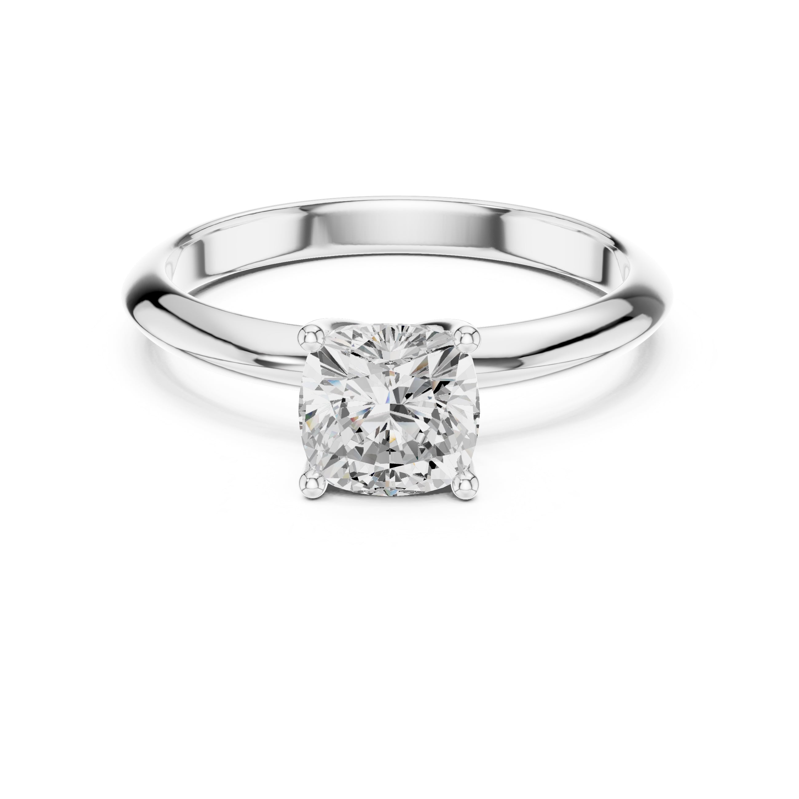 1.00 ct Signature Four-Prong Solitaire 1ct White Gold Cushion