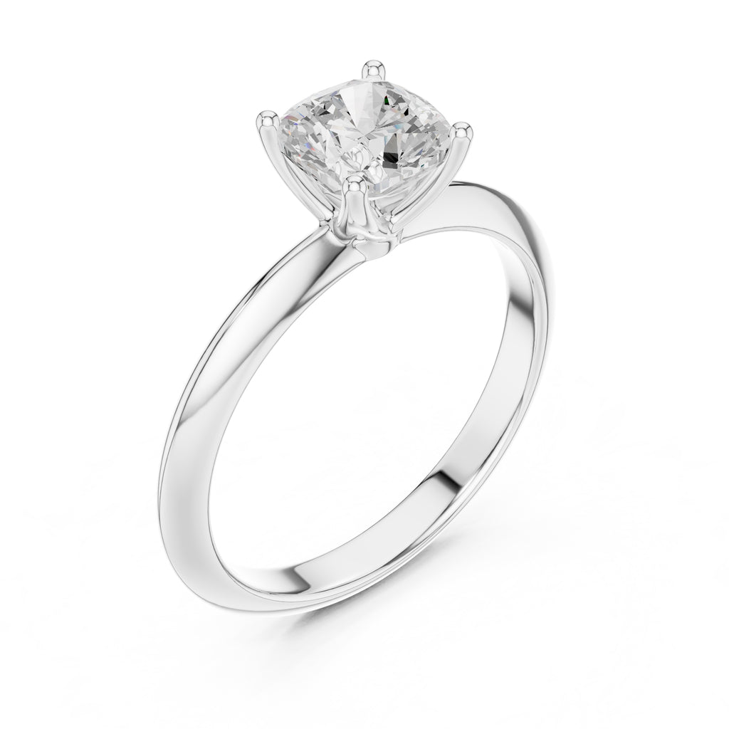 1.00 ct Signature Four-Prong Solitaire 1ct White Gold Cushion