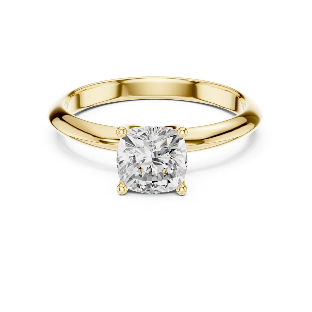 1.00 ct Signature Four-Prong Solitaire 1ct Yellow Gold Cushion