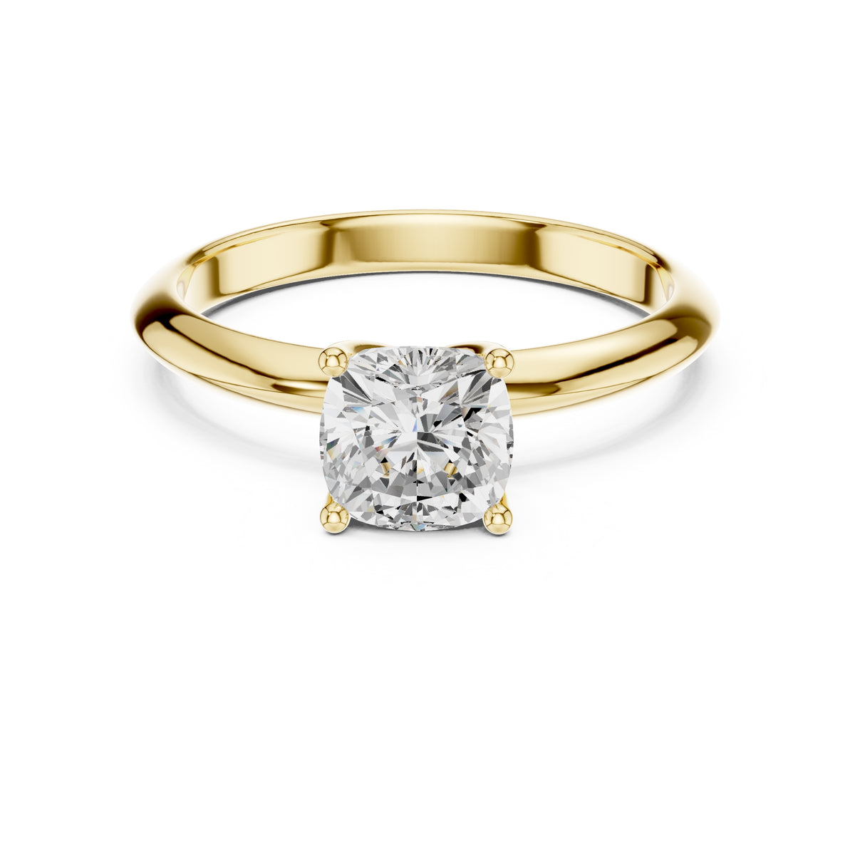 1.00 ct Signature Four-Prong Solitaire 1ct Yellow Gold Cushion