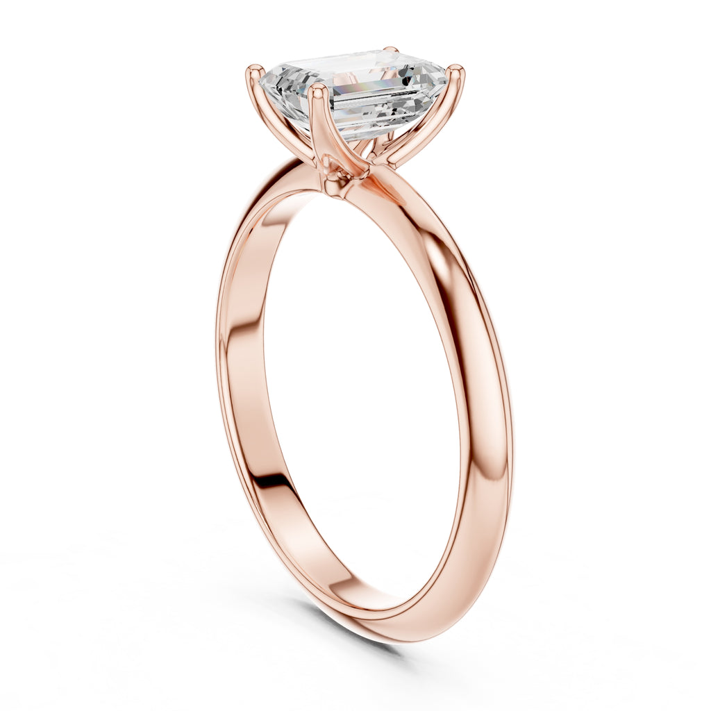 1.00 ct Signature Four-Prong Solitaire 1ct Rose Gold Emerald