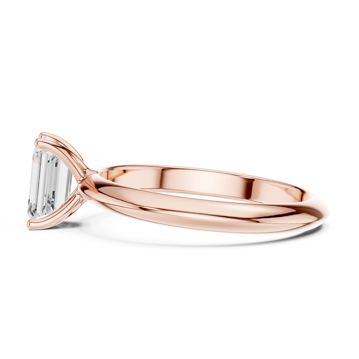 1.00 ct Signature Four-Prong Solitaire 1ct Rose Gold Emerald