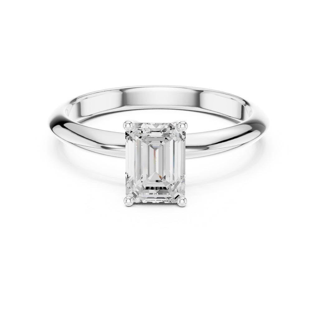 1.00 ct Signature Four-Prong Solitaire 1ct White Gold Emerald