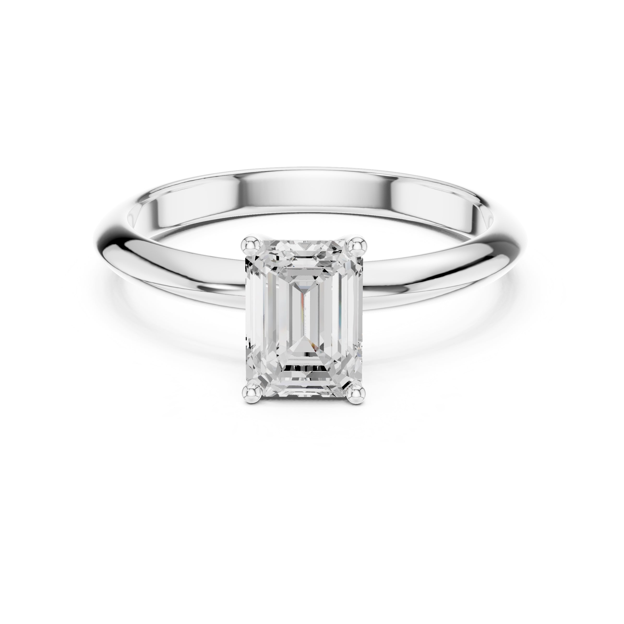 1.00 ct Signature Four-Prong Solitaire 1ct White Gold Emerald