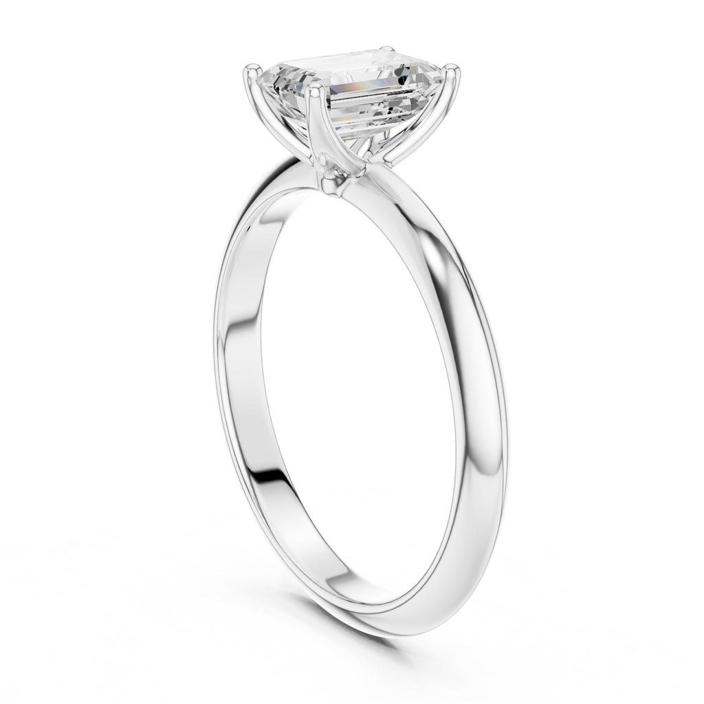 1.00 ct Signature Four-Prong Solitaire 1ct White Gold Emerald